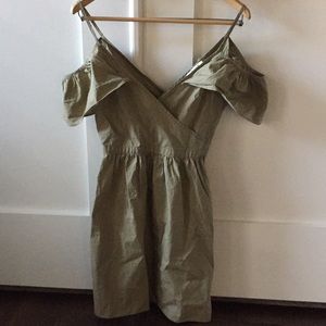 Madewell Khaki Cold-Shoulder Dress S/2, NWOT
